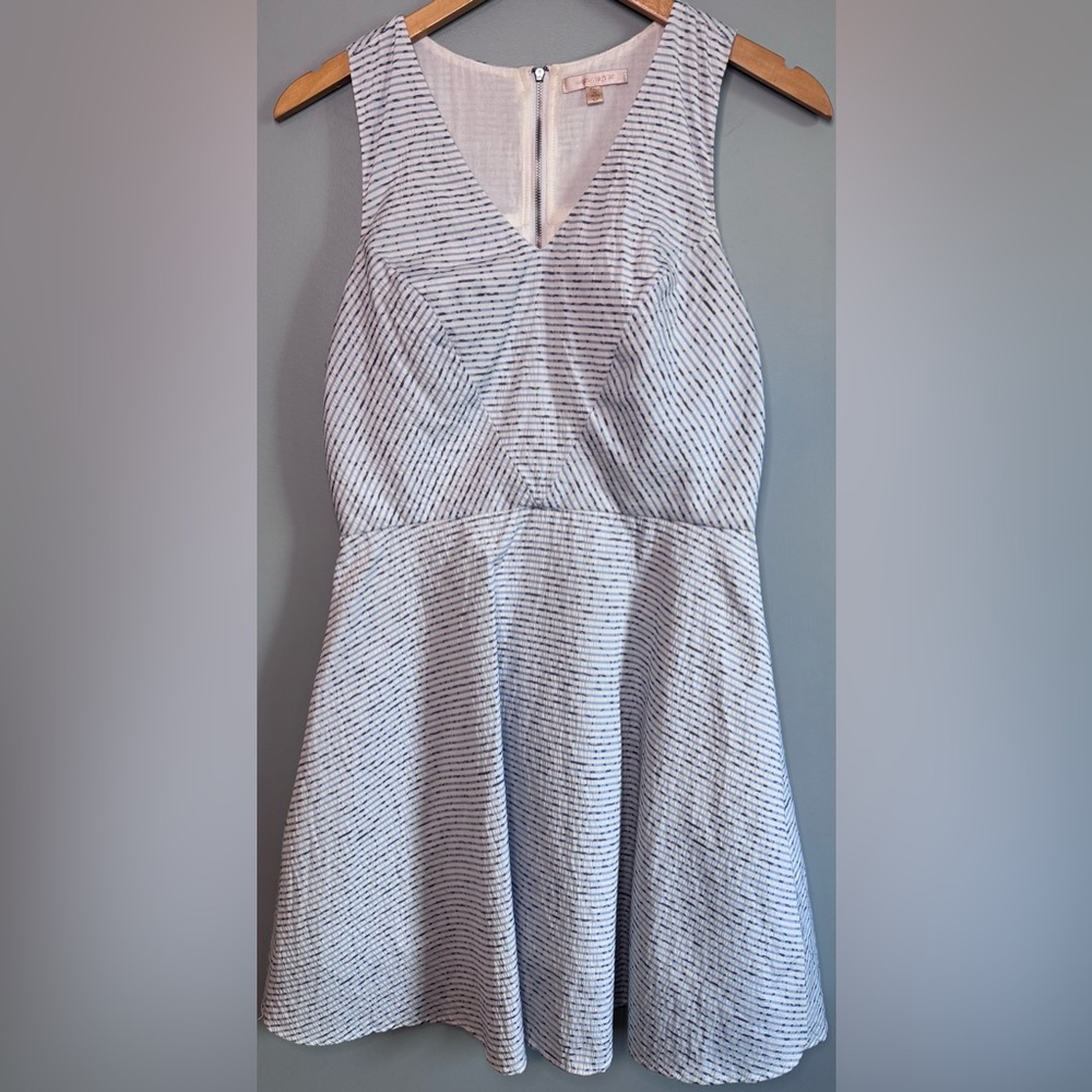 Skies Are Blue White Dress with Blue Stripes